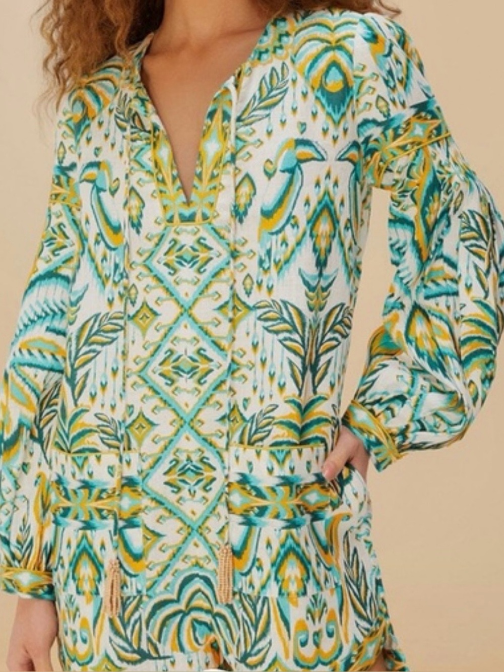 FARM Rio Tropical Tapestry Off White Romper Size XL